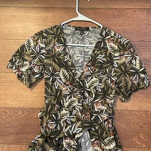 PETITE TIGER HANDKERCHIEF-HEM WRAP DRESS